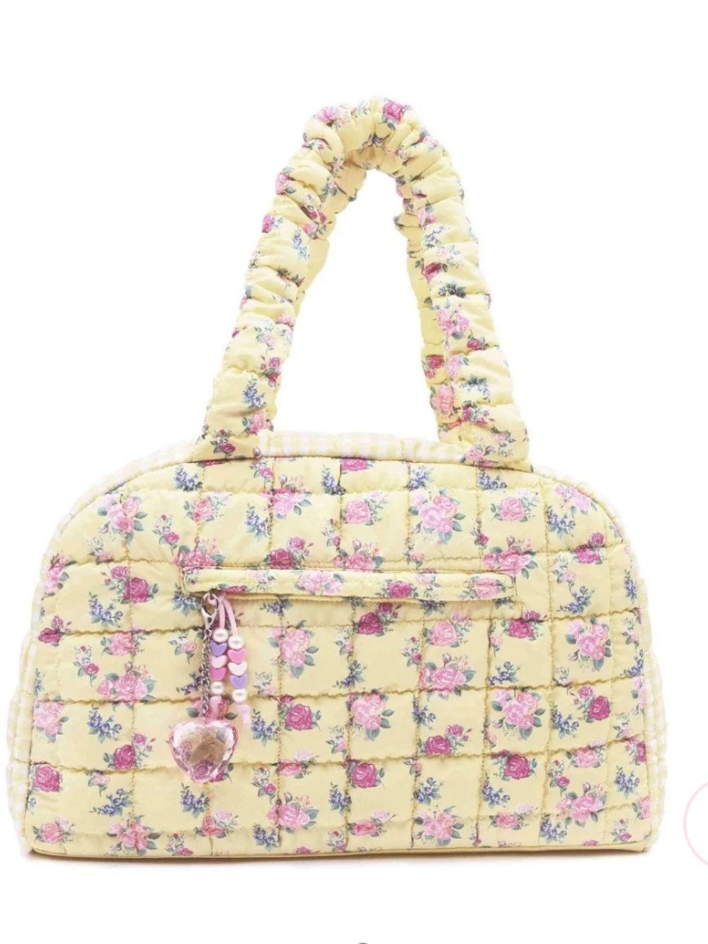 Omg Accessories- Quilted Floral Printed Medium Duffle Bag